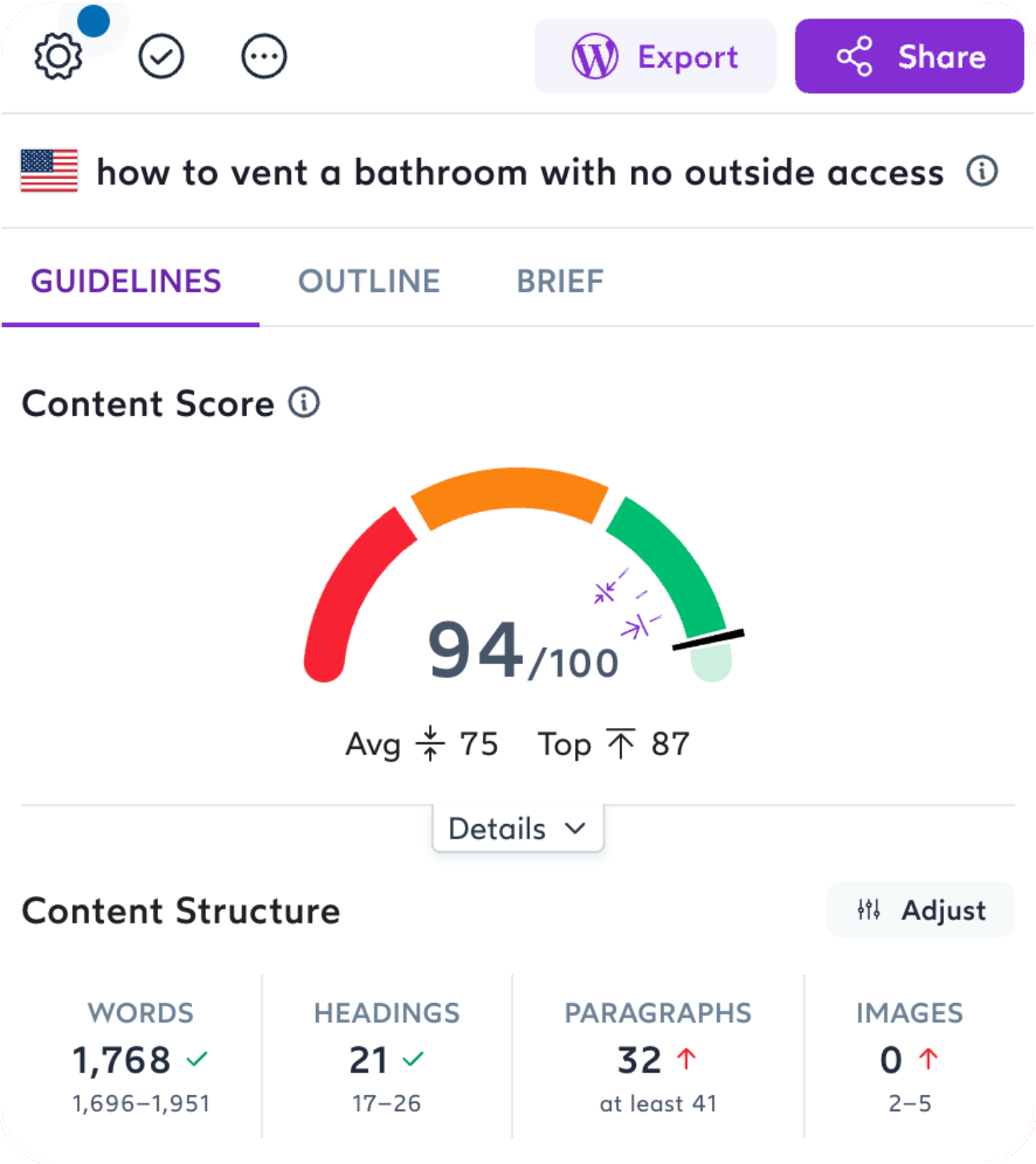 SEO Content written by blogatease with surfer score of 94